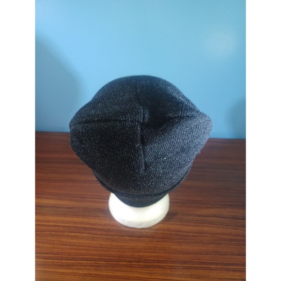 Black Beanie Hat Winking Emoji Fuzzy Face SG FOOTWEAR One Size Cuffed - Picture 5 of 14